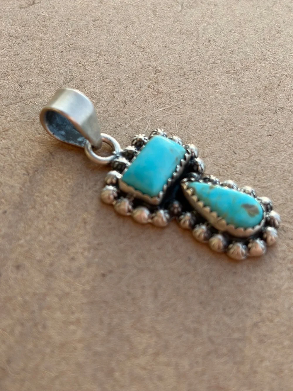 925 Sterling Santa Maria Turquoise Double Drop Pendant